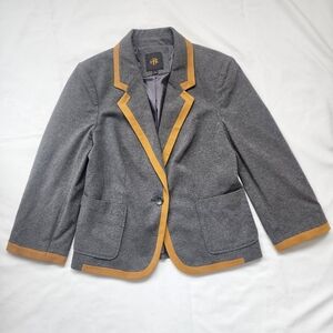 Outback Red Grey Blazer Womens Size M Yellow Trim Preppy Academia
